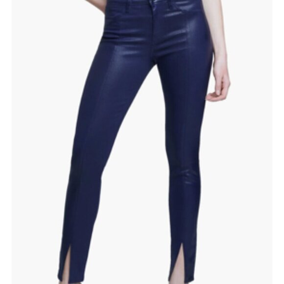 L'AGENCE Jyothi High Waist Split Ankle Skinny Jeans Midnight Blue 24 - Picture 3 of 13